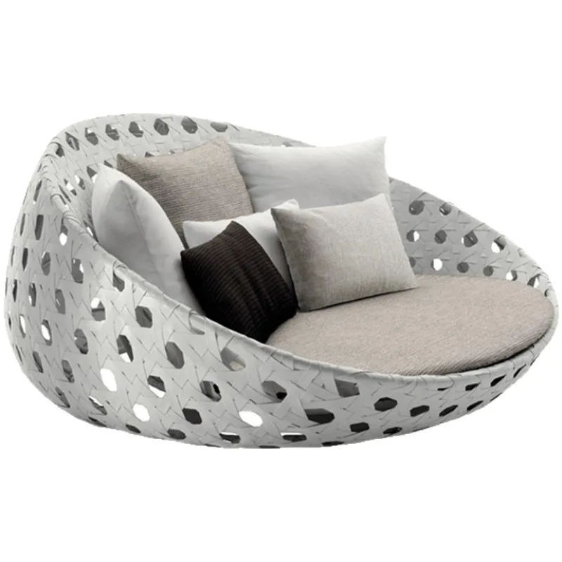 

Уличный диван-кровать для террасы и внутреннего двора, круглый диван-кровать из ротанга