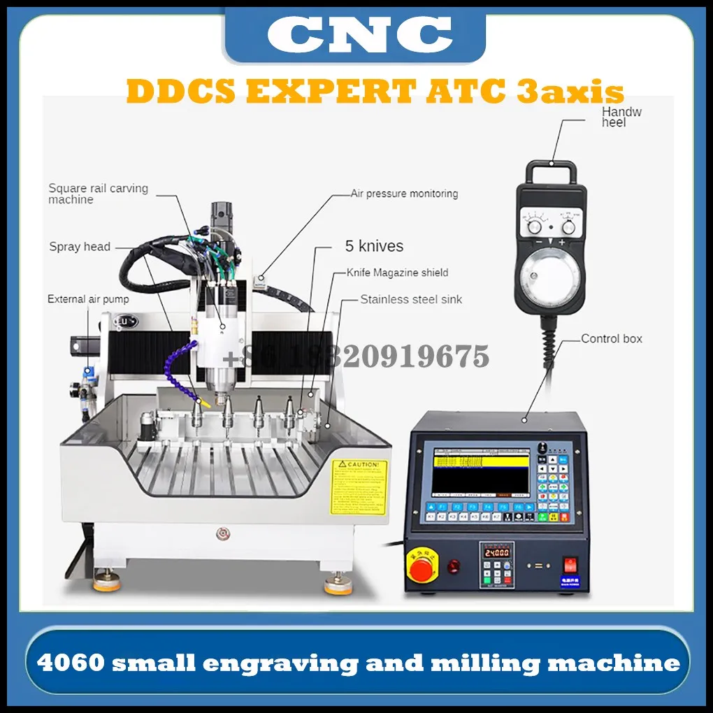 CNC DDCS EXPERT M350 3axis 4060 small engraving and milling machine ATC precision engraving machining with knife library