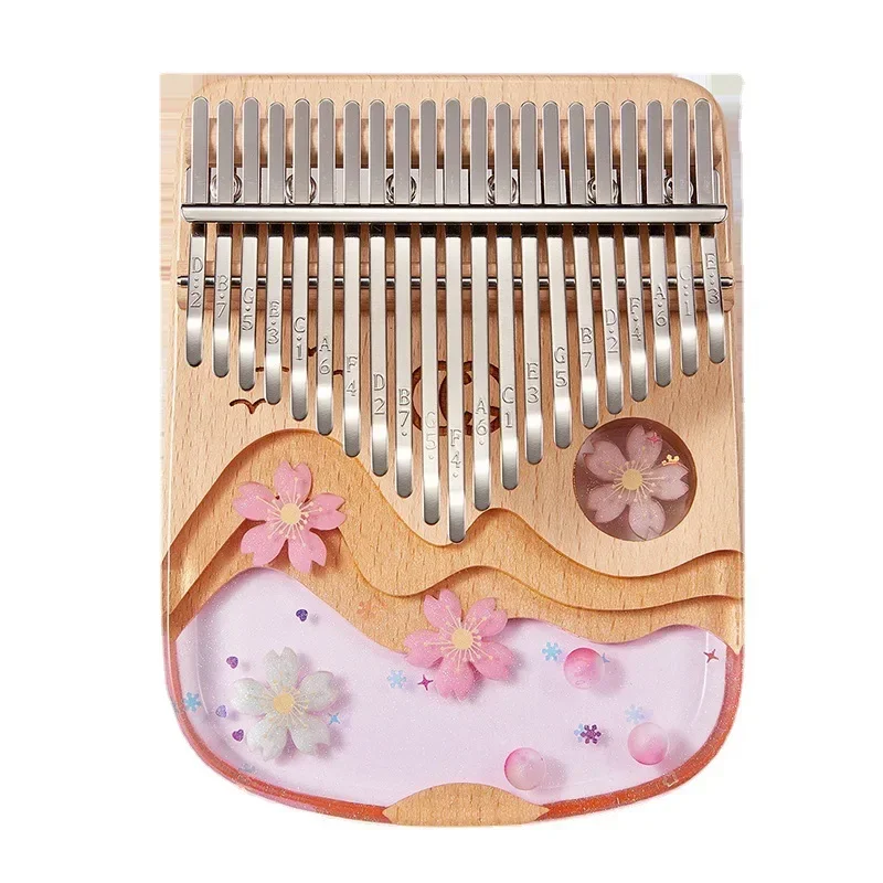 Kalimba 17 21 Key Professional Thumb Piano Mold Acrylic Crystal Sakura Cat Pattern Keyboard Musical Instrument Birthday Present