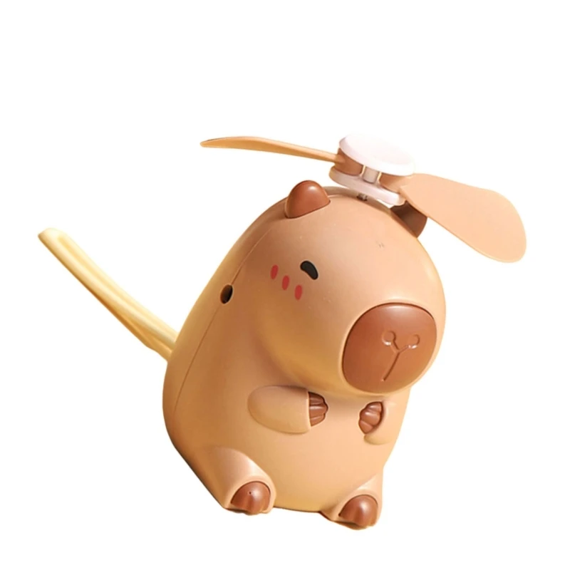 M2EE Quiet Press Fan USB Fan Cartoon Capybara Fan Cooling Fan Small Hand Fan Cartoon Animal Fan for Cooling and Comfort