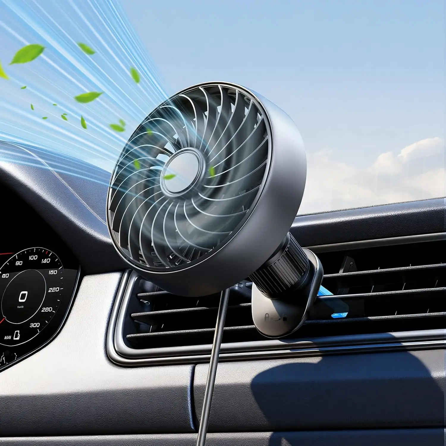 

USB Car Vent Fan With Hooked Bracket: 5V/1A Portable Cooling Clip Fans For Car Air Vent Powerful 3 Speeds Quiet Brushless Motor