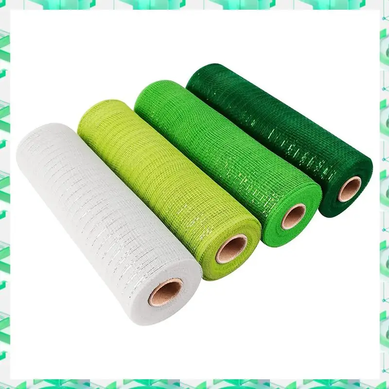 

FIZP 4 рулона полиэтиленовая сетчатая лента ко Дню Святого Патрика, зеленая, белая, проводная лента с краями, 10 дюймов X 30 футов, сетчатая лента из полидеко