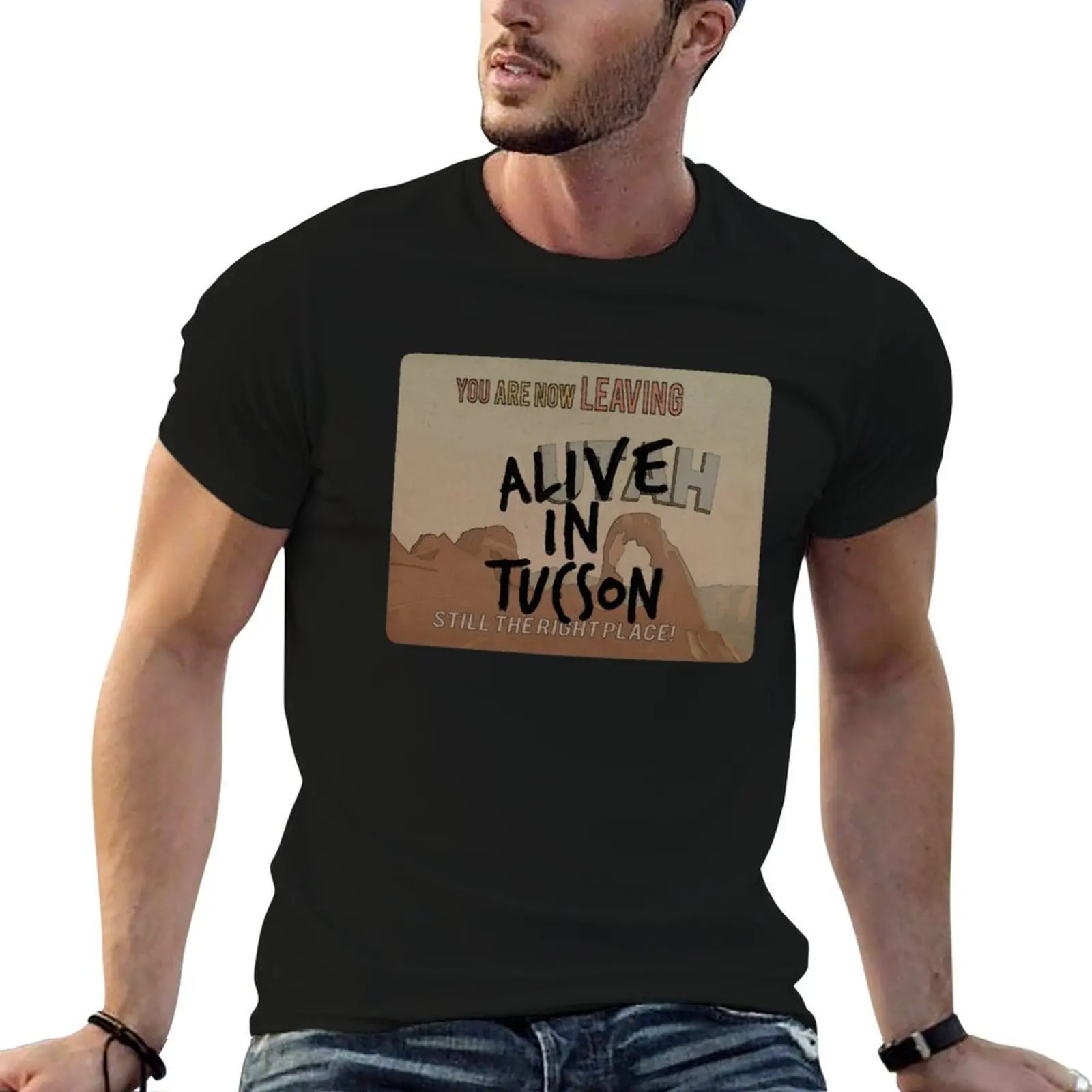 T-shirt avec inscription « Alive in Tucson - road sign », T-shirt durable pour le travail