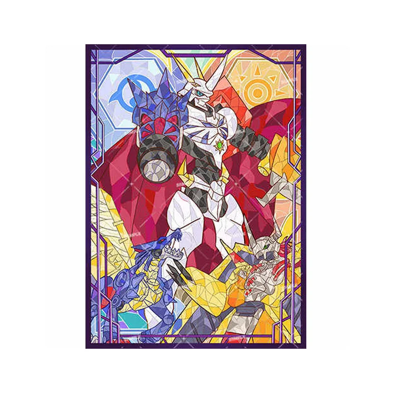 60 unids/set 66X91Mm Diy Dtcg Omegamon funda para tarjeta Ws Ptcg Dtcg vidrio pintado brillo tarjeta protección cubierta Anime tarjeta regalo