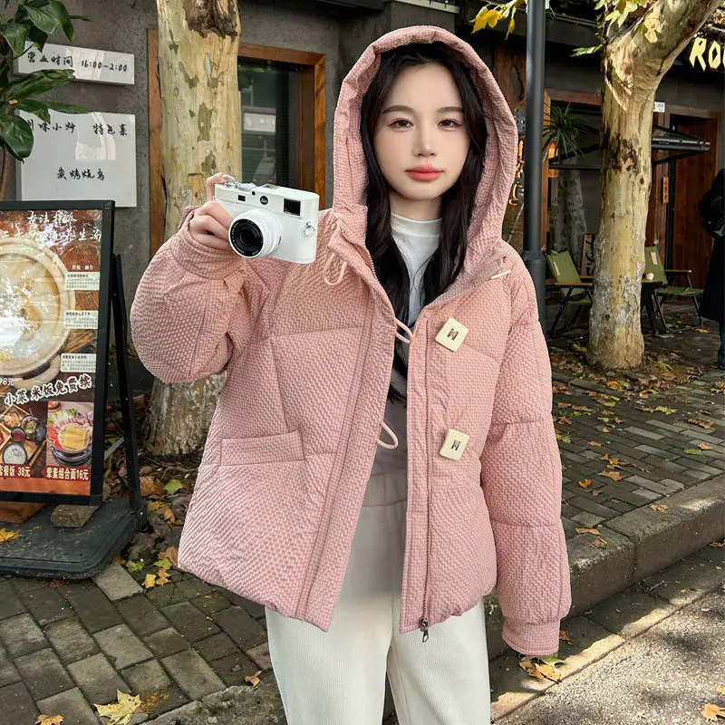 

Parkas Short Coats Women Hooded Zipper Y2k Streetwear Jackets Full Sleeve Thick Warm Elegant Jacket Work Coat Autumn Winter 2025