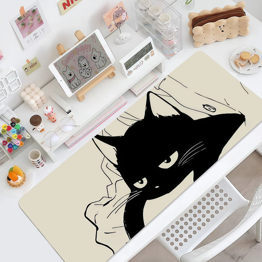 Mouse Pad Kawaii Non-slip Lockedge Office Student Gaming Thickened Large Cute Writing Cat Black Sleepy Cushion MousePad