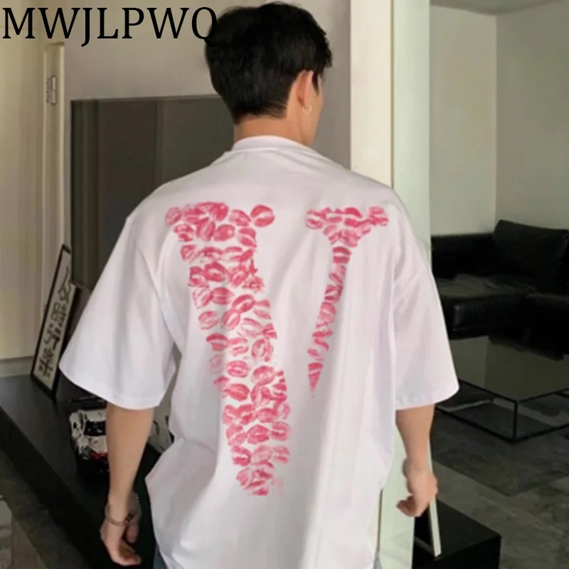 

MWJLPWQ Vermilion Borde Мужские футболки с нишевым дизайном High Street American Tide 2025 Топы с короткими рукавами и круглым вырезом 010522