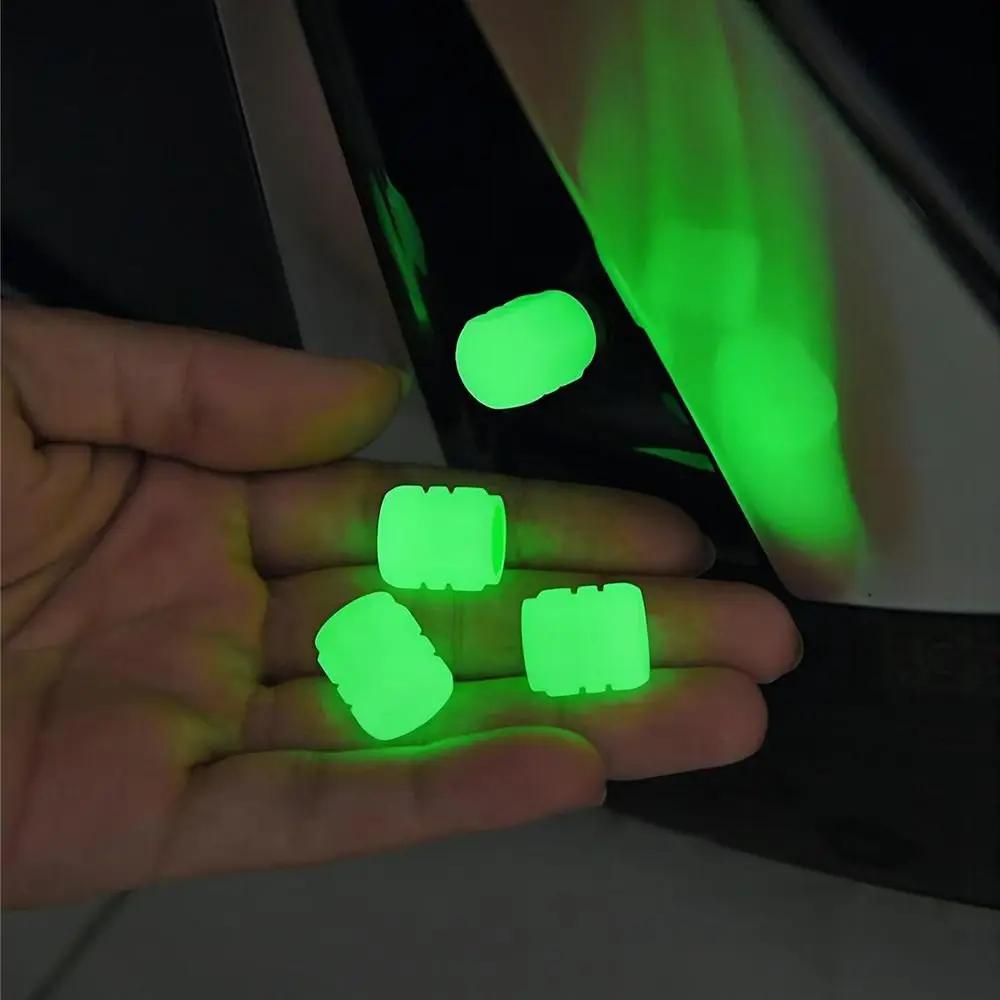 8Pcs Night Glowing Glowing Tire Valve Caps Super Bright Dustproof Tyre Valve Stem Cover Glow-in-the-dark Self-luminous view 4