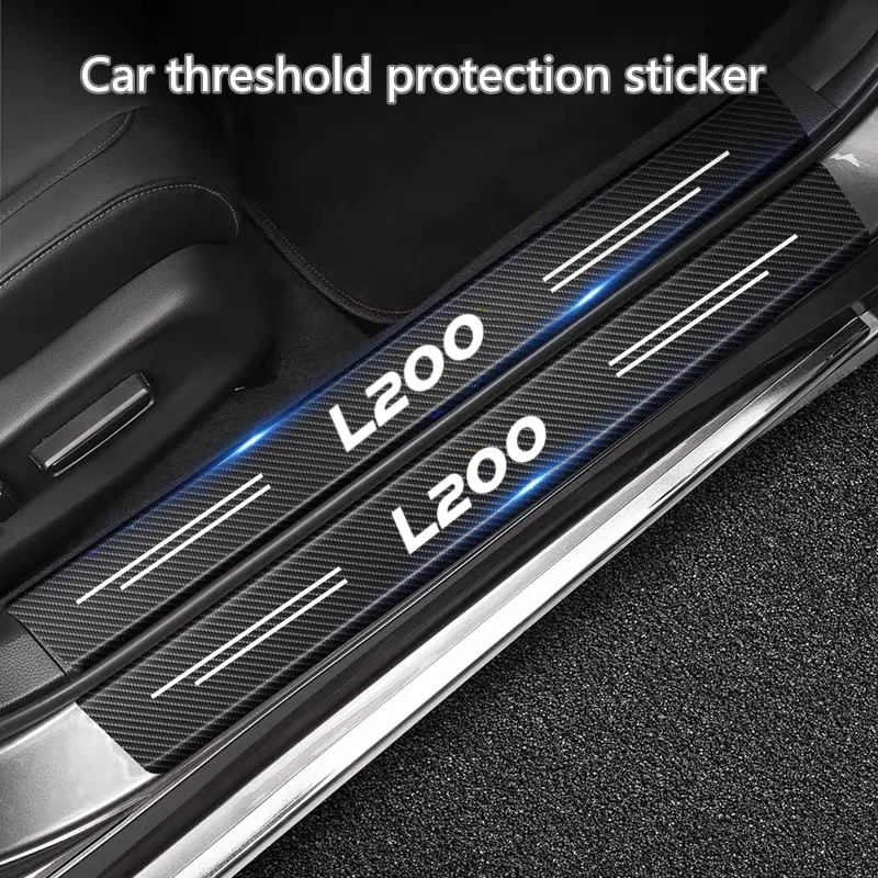 

DIY Paste Protector Strip Auto Door Sill Side Protect Film Carbon Fiber Car Sticker for Mitsubishi L200 2011-2019 Accessories