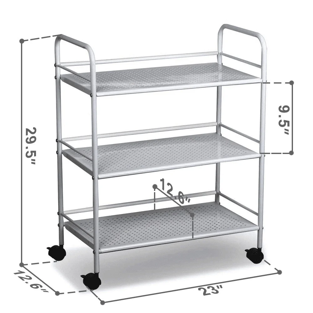 Large 3 Shelf Rolling Salon Beauty Trolley Cart Durable Iron Plastic Storage Organizer with Mesh Racks Home Salon Use