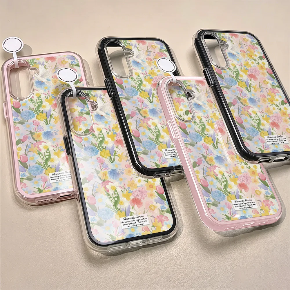 Flower 2 IN 1 Tpu Case For Samsung A57 5G A56 A37 A36 A35 A55 A15 A16 A17 A53 A54 A34 A07 S26 S25 S23 S22 Ultra S24 Plus Cover
