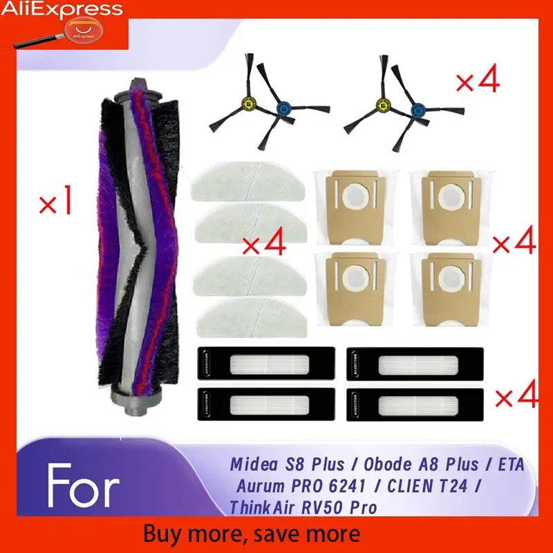 A67Z 17 قطعة لـ Midea S8 Plus / Obode A8 Plus / ETA Aurum PRO 6241 / CLIEN T24 / Thinkair RV50 Pro ممسحة فرشاة جانبية رئيسية #6