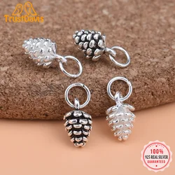 TrustDavis Real 925 Sterling Silver Fashion Mini Pine Cones Charm Pendant Handmade DIY Accessories Fine Jewelry Wholesale HY140