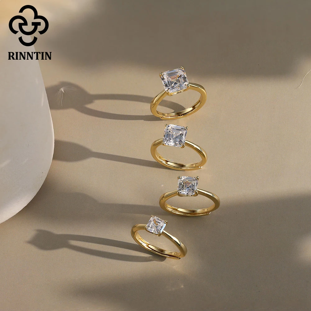 

Кольцо Rinntin 1-4CT с муассанитом, женское блестящее кольцо с муассанитом из стерлингового серебра 925 пробы, регулируемое кольцо для пары, ювелирные изделия, подарок для свиданий SMOR04
