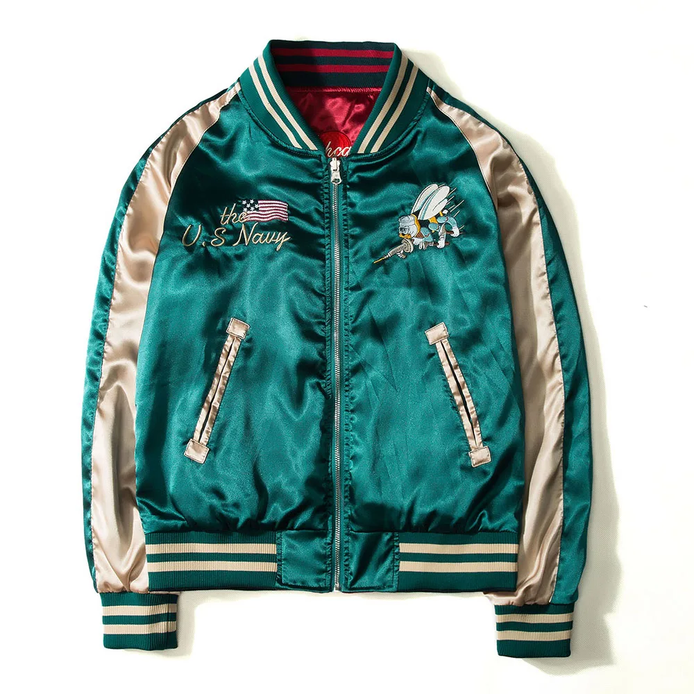 2021 Japan Yokosuka Embroidery Jacket Men Women Fashion Vintage Baseball Uniform Both Sides Wear Kanye West Bomber Jackets