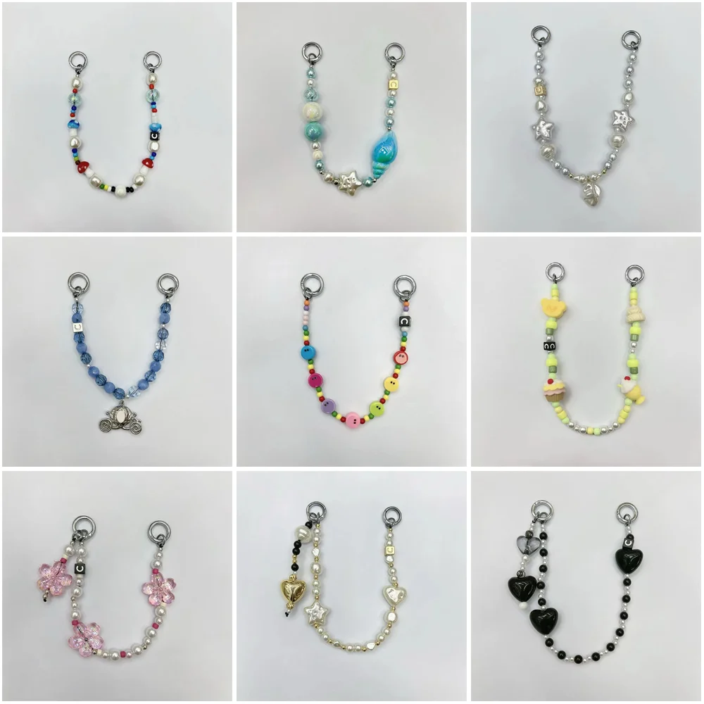 2 حلقات عالمية الخرز الهاتف سحر سلسلة قصيرة أحزمة الهاتف المحمول آيفون الحبل سوار لسامسونج غالاكسي