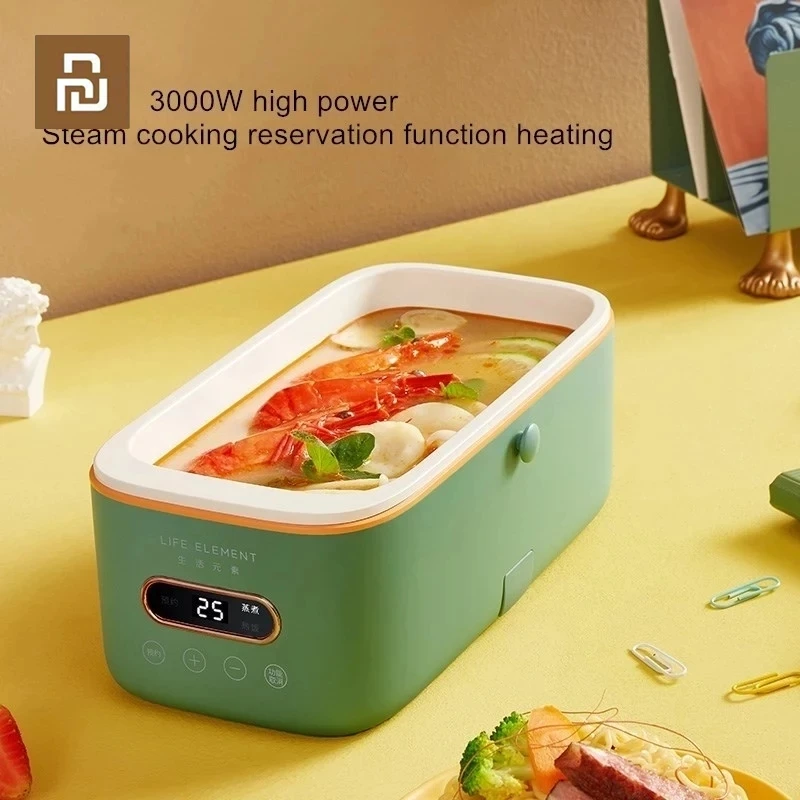 Youpin LIFE ELEMENT Portable Electric Lunch Box Rice Cooker Food Warmer Heater Rice Container Smart Reservation LED Screen New