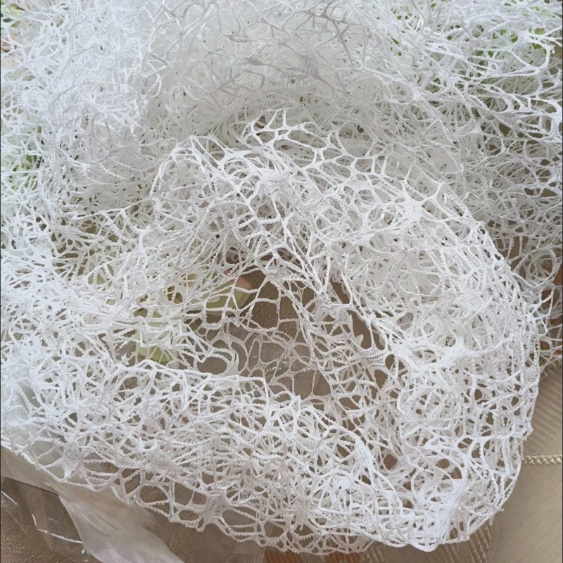 

10meterx150cm White Big Mesh Designer Fabric for Wedding Dresses Irregular Net Cloth Lace DIY Sewing Texture Fabrics Wholesale