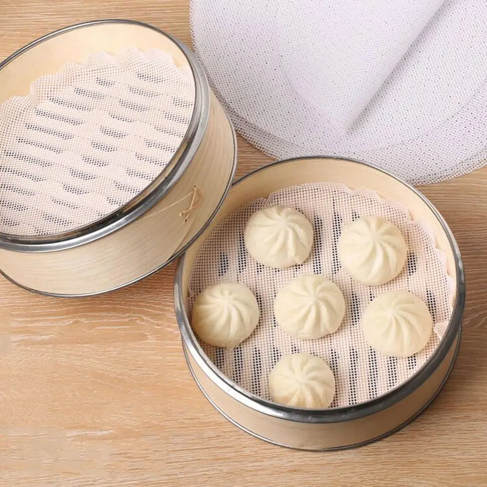 Nieprzywierająca biała silikonowa silikonowa bambusowa mata do pieczenia na parze Dim Sum restauracja kuchnia pod parowarami mata do gotowania narzędzia wielokrotnego użytku