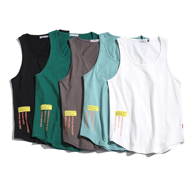 100% Cotton Gym Tank Top Men Casual Loose Oversized Fitness Summer Mens Beach Singlet Japan O-neck Bodybuilding Workout Tanktop