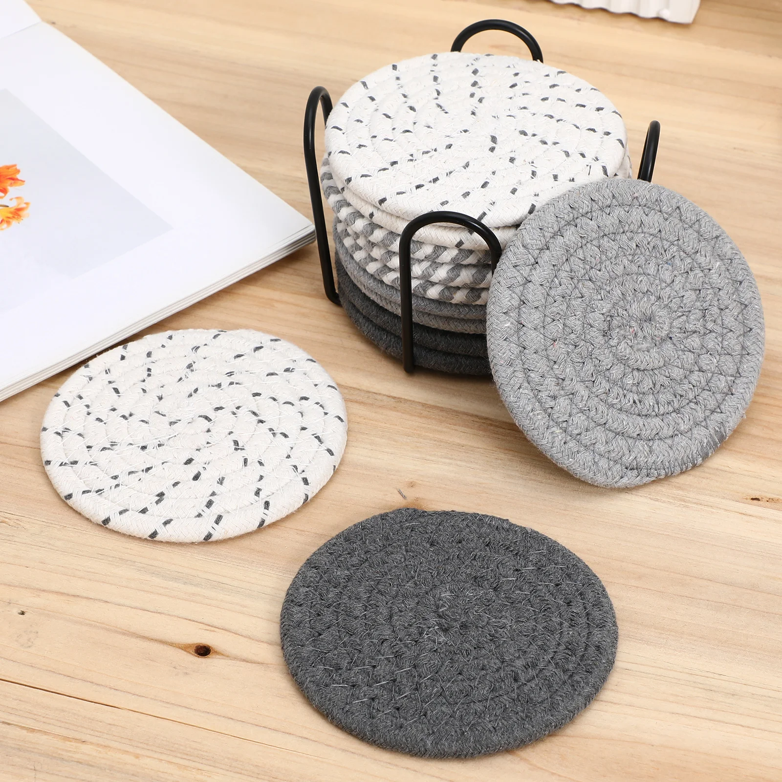 

12 Pcs Cute Protector Drink Table Absorbent Table Farmhouse Placemats Decor Woven Cotton Coaster Farmhouse Mat