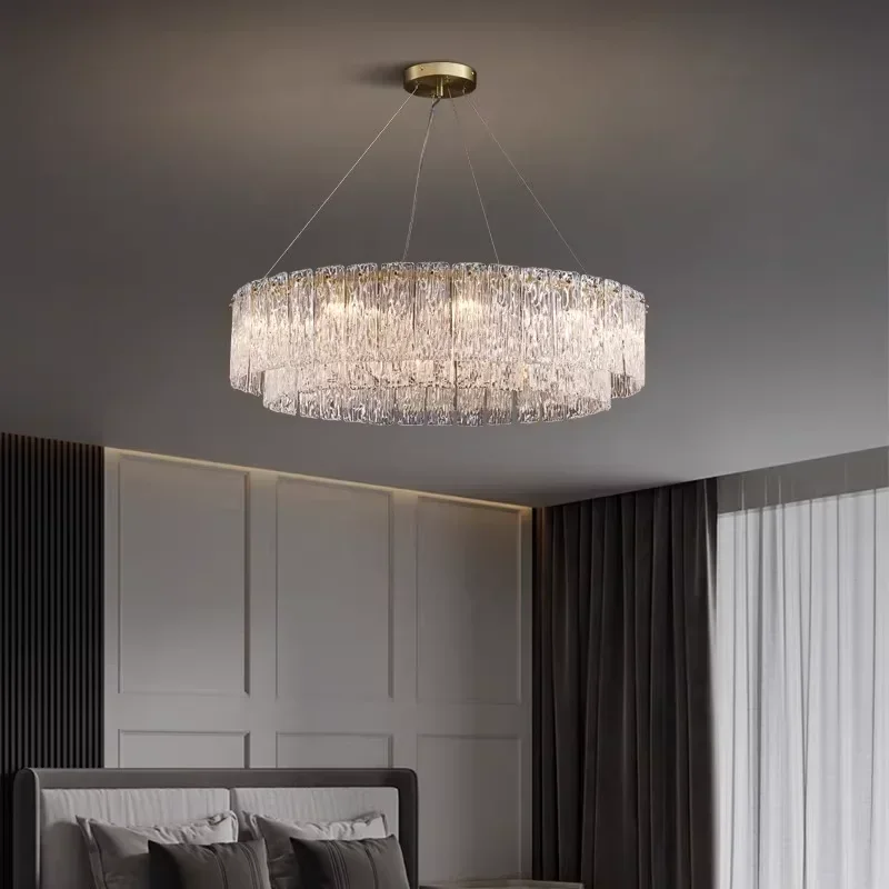 

Luxury All-Copper Glass Chandelier - Post-Modern American Simple Style for Living Room Dining Room Bedroom - Lighting Fixture