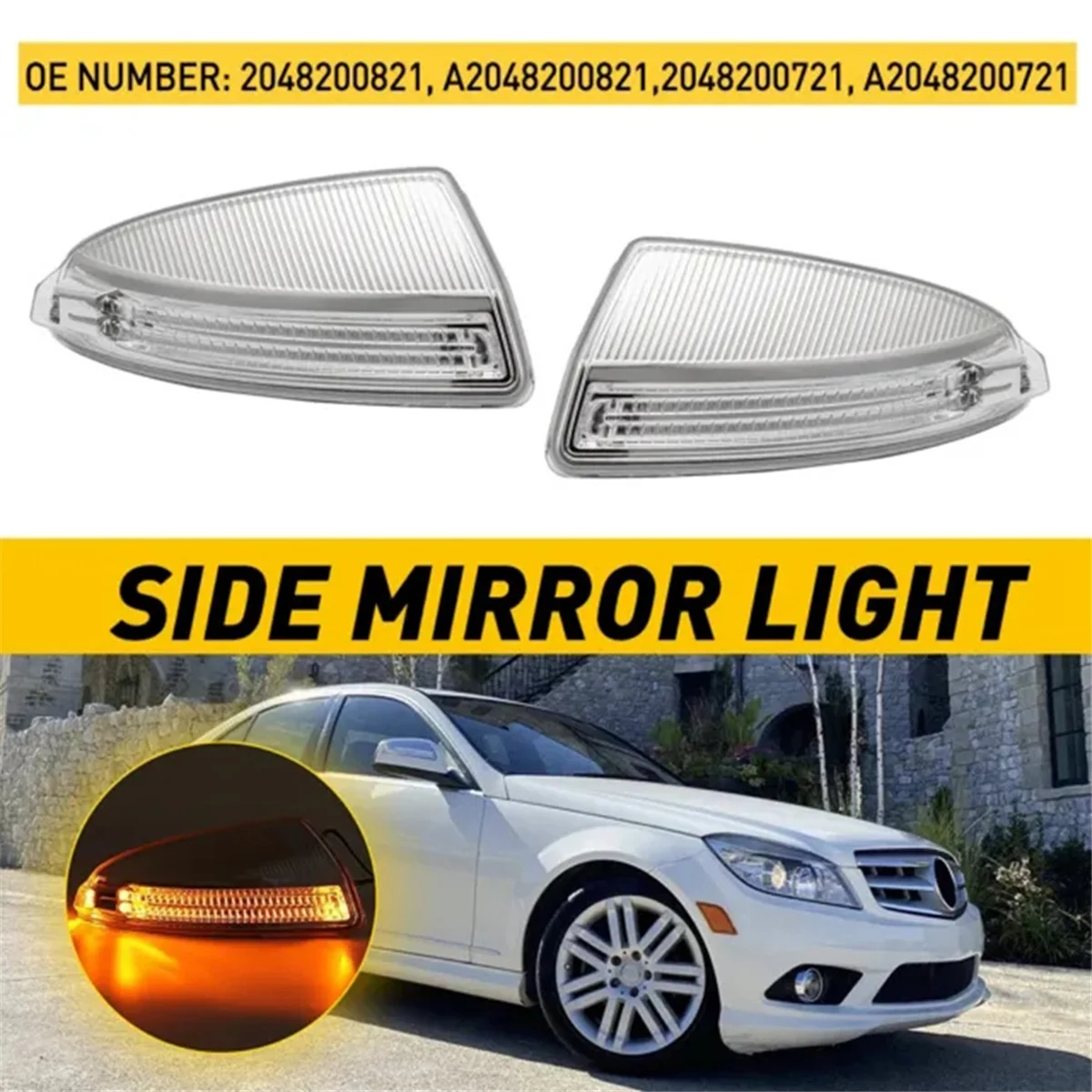 1Pair Side Door LED Light Lamps Door Wing Mirror Turn Signal Light for W204 W164 ML Class