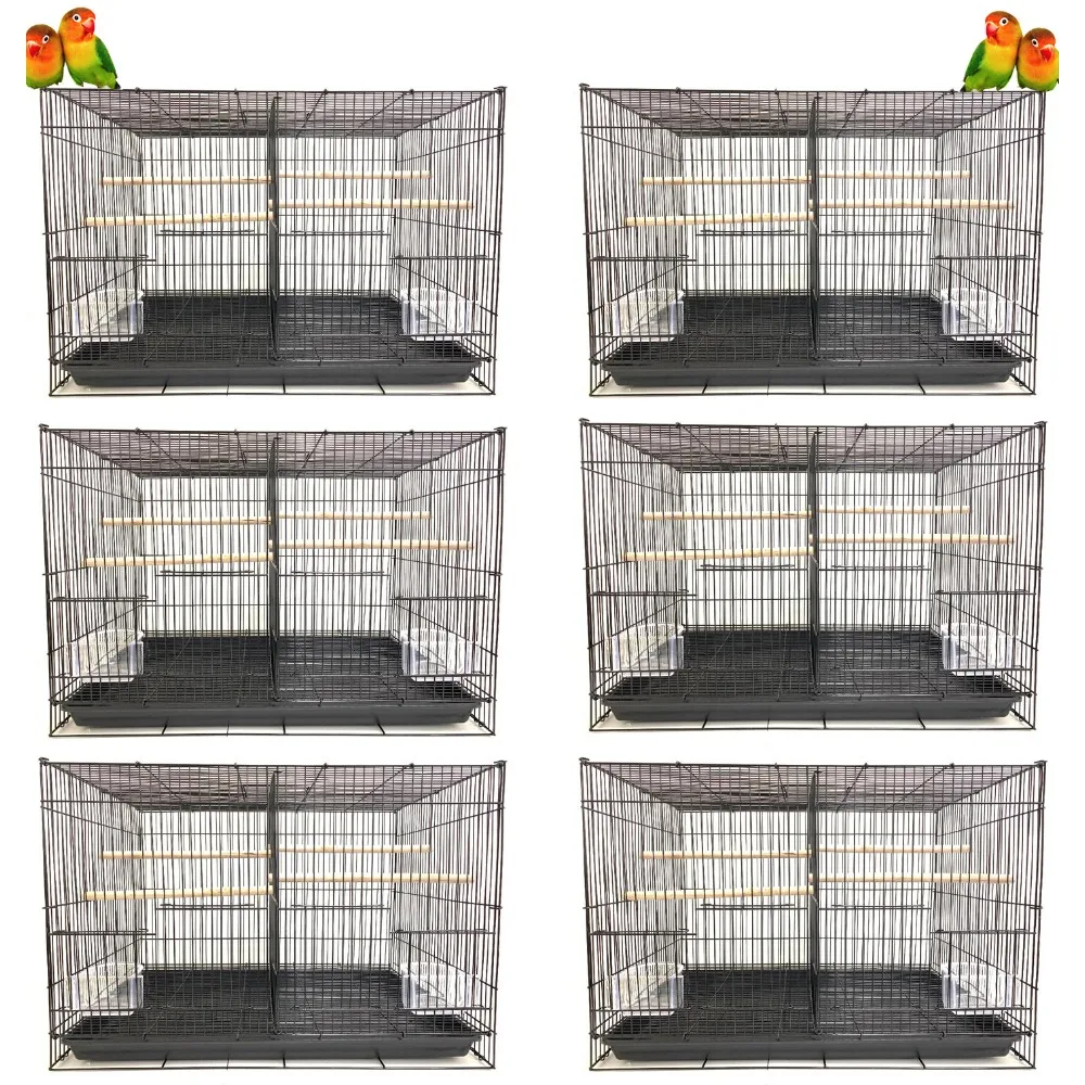 

Lot of 6 Breeding Aviary Canary Finch Bird Flight Cages 24x16x16"H With Divider