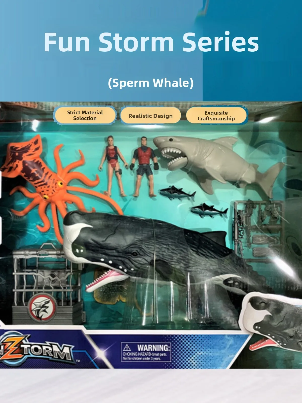 Longhong Jiodomei Sperm Whale King Squid Fun  Deep Sea Creature Model Series Children Educational Toys Dolphin Doll
