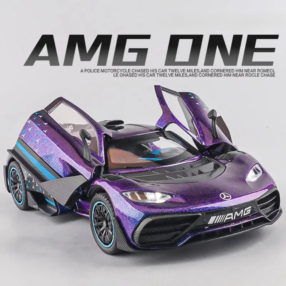 1:24 بنز AMG ONE سيارة رياضية لعبة نموذج ضوء الموسيقى التراجع الأبواب مفتوحة محاكاة السوبر نماذج مصغرة جمع الهدايا