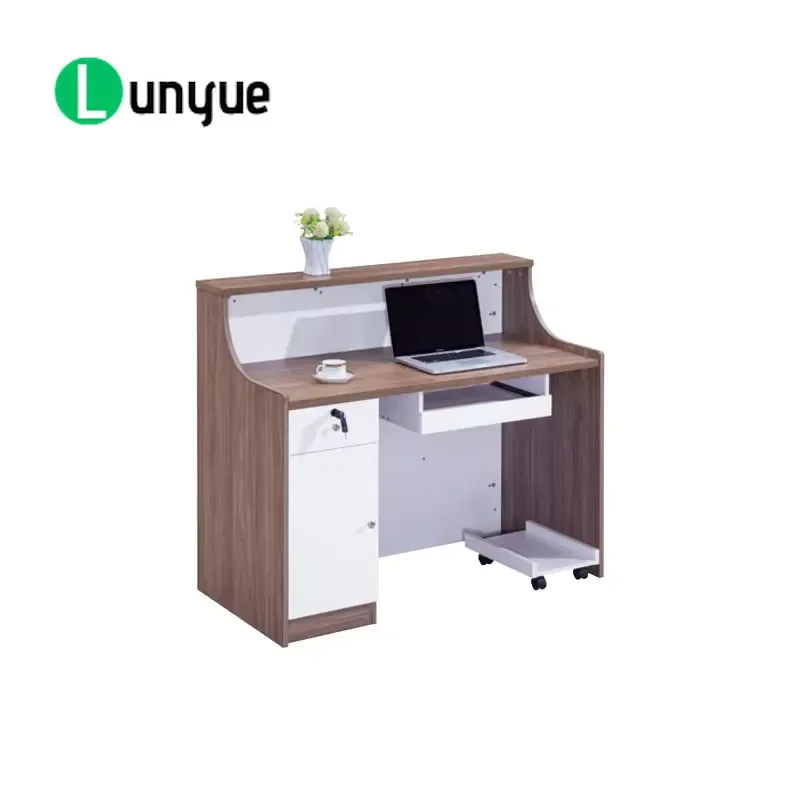 Modern 120cm LED Reception Desk Office Counter Front Desk Light Emitting Design Furniture for Business Lobby
