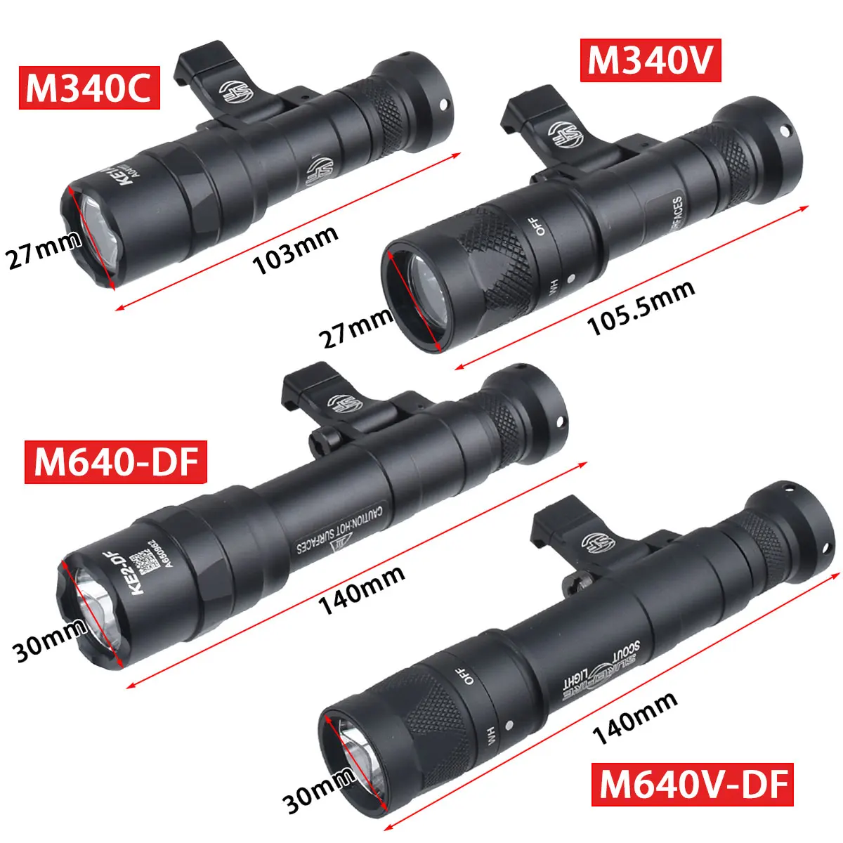 Tactical Surefire M340C M340V M640 M640DF Gun Scout Light Rifle Airsoft Strobe Flashlight LED Lanterna Fit 20mm Picatinny Rail