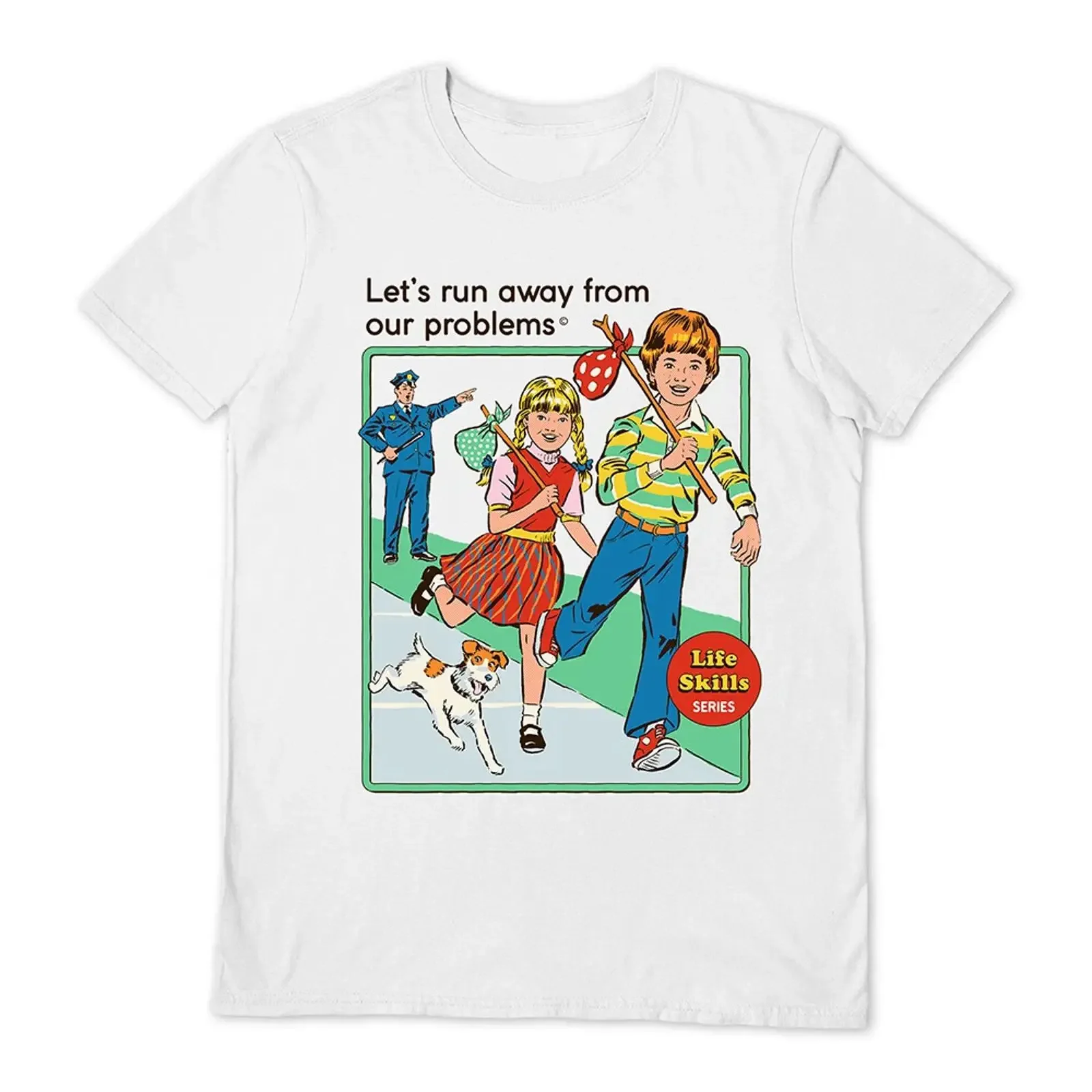 Steven Rhodes Let's Run Away offizielles weißes Kurzarm T Shirt in 5 Größen vintage Washed fashion Versatile Slightly Unisex