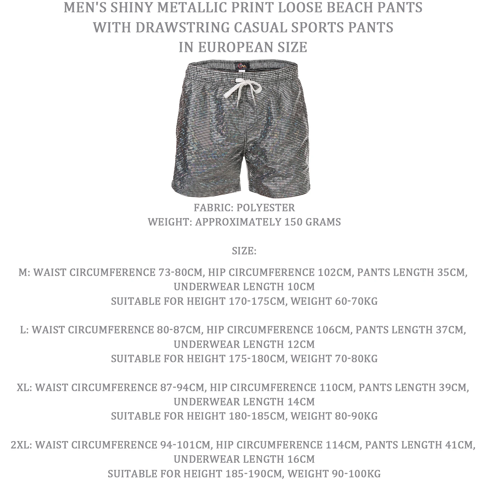 Men's Sequins Casual Loose Shorts Pocket Shiny Nightclub Dancing Boxers Gay Club Outfit Men Reflective Colorful Light Lingerie