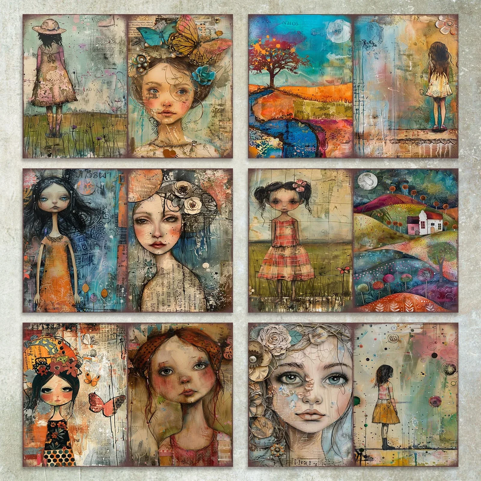 36 Sheets A5 (Fantasy Girls Are Broken And Old) Clipping Thin Paper For Bullet Diary, Junk Magazine, Greeting Card Background
