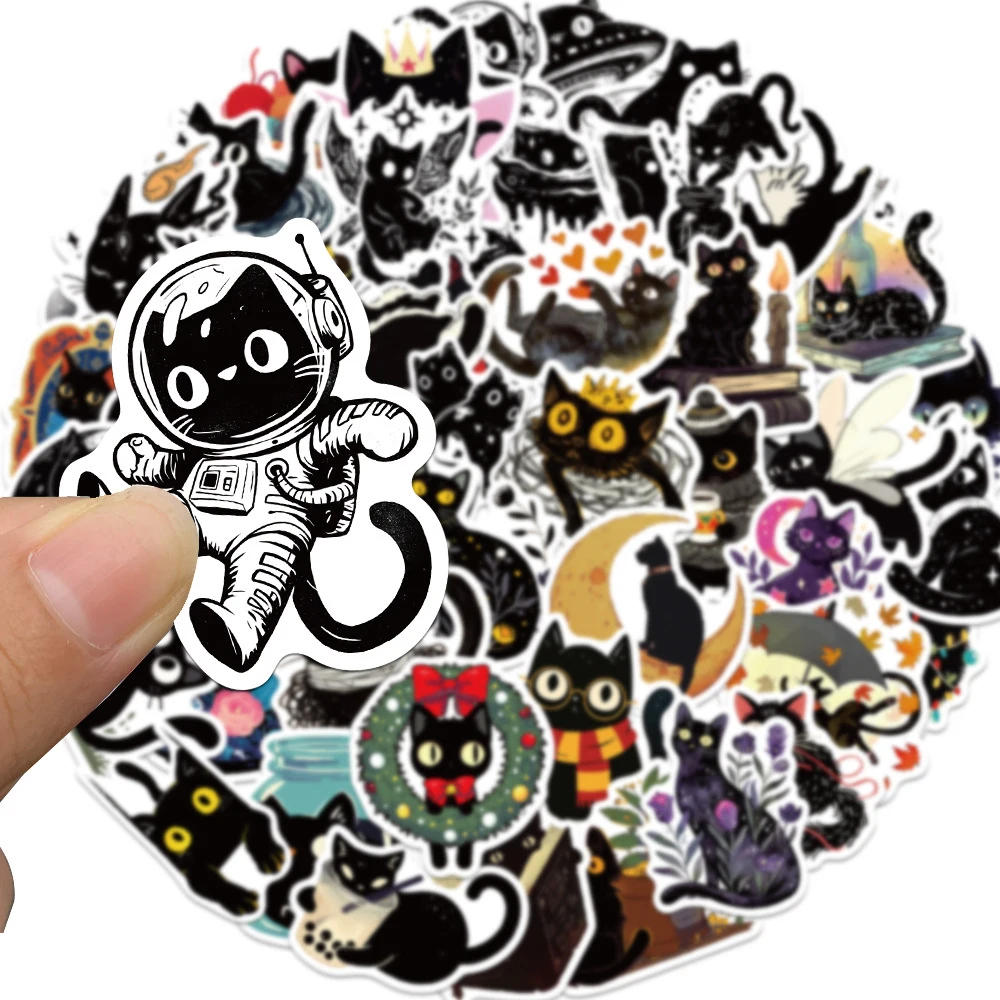 

10/30/50pcs Funny Gothic Black Cat Stickers Cute Cartoon Animals Decals DIY Luggage Notebook Phone Bike Graffiti Sticker Packing