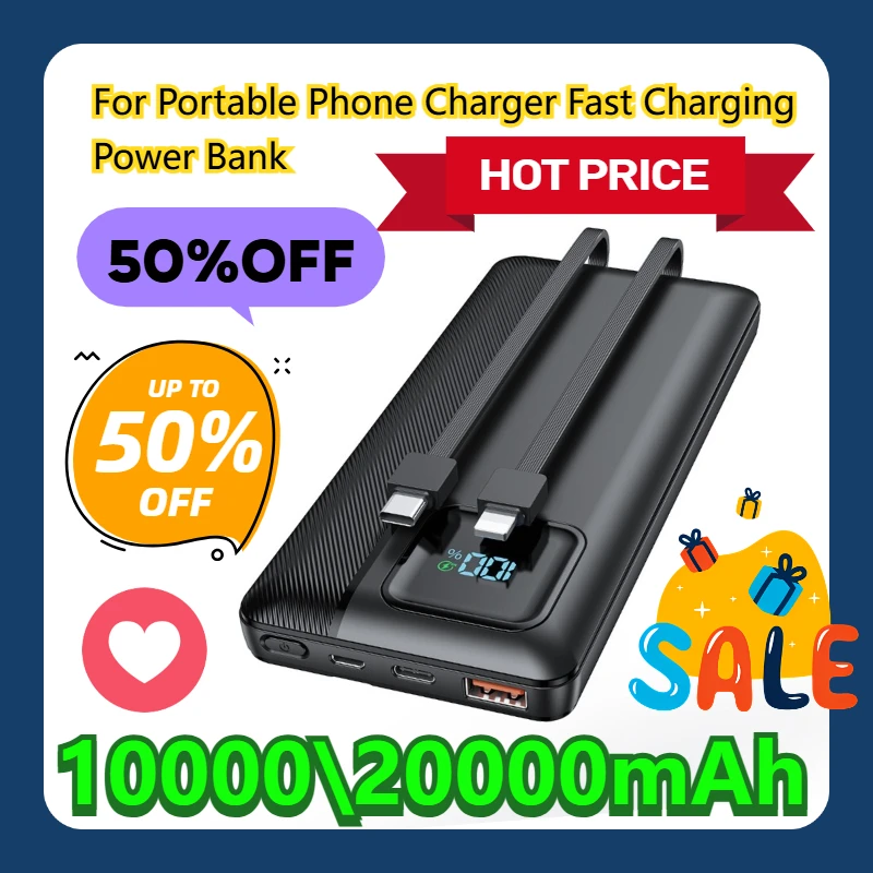 

For Portable Phone Charger 20000 mAh Fast Charging Power Bank