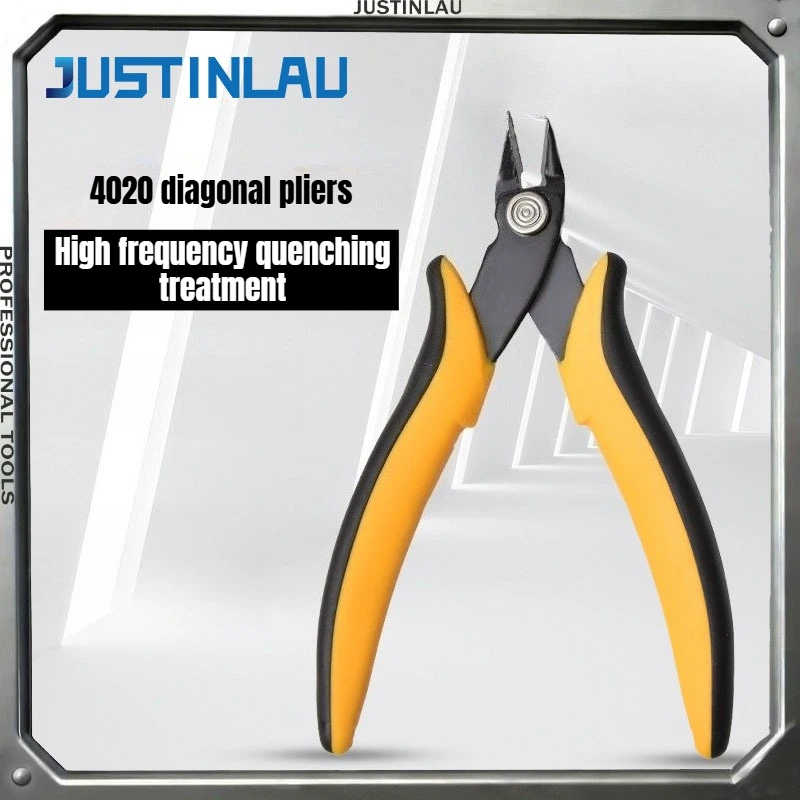 JUSTINLAU 1 Stück Elektronikzange mit zweifarbigem Griff, elektronische Drahtschneidezange mit dünner Klinge, diagonale Abisolierzange
