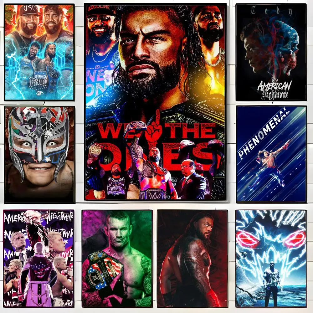 Póster decorativo de W-World W-Wrestling Entertainment Match W-WWE, póster impreso para pared, mural decorativo, decoración del hogar, regalo sin marco