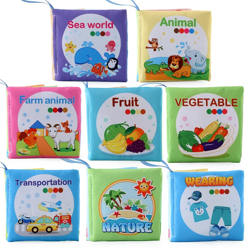 8 Page Cloth Book Infant Soft Books Cartoon Animals Numbers Food Cognitive Development Learning Early Education Toys For Kids