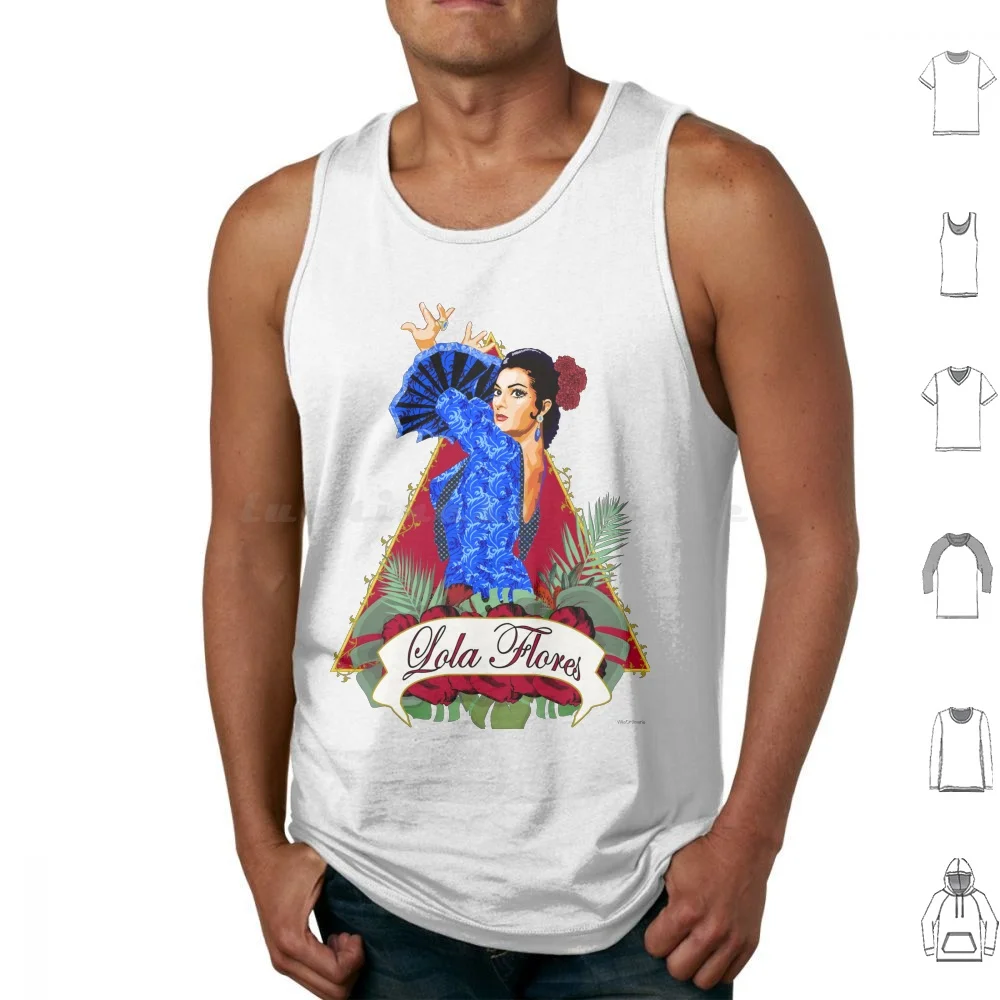 Camisetas sin mangas Lola Flores con estampado de algodón, Lola Flores, Cantante, Artista, Folklor, Folklore, Andalucía, Sherry
