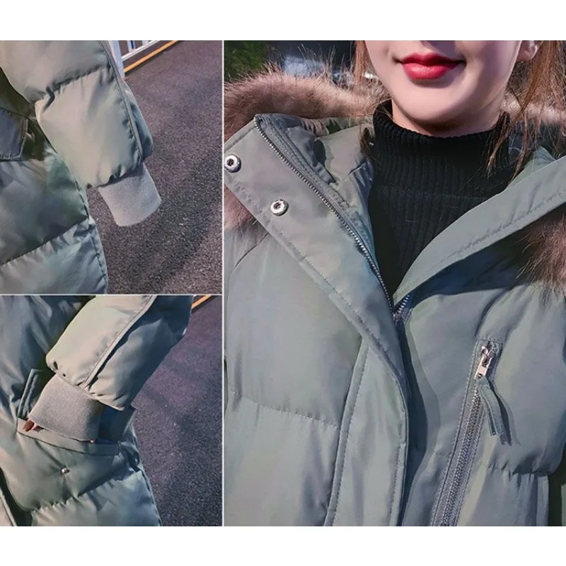 2023 New Women Down Cotton coat Winter Jacket Female Mid length version thicken Parkas loose large size Outwear hooded Overcoat