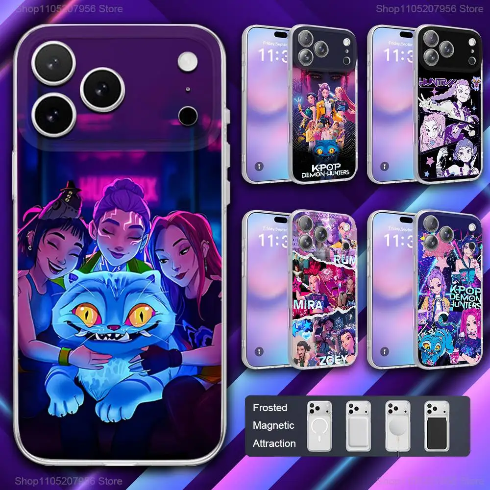 

KPop D-Demon H-Hunters Phone Case For iPhone 11,12,15,14,13,17,16,Pro,Plus,E,Max,Air,Mini Magnetic Frosted Cover