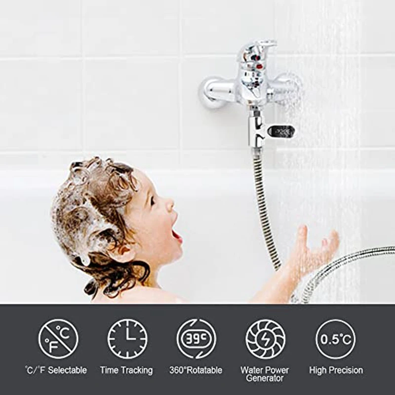

1 Set Thermometer Shower Thermometer Bath Water Thermometer LED Digital Display Shower Water Thermometer
