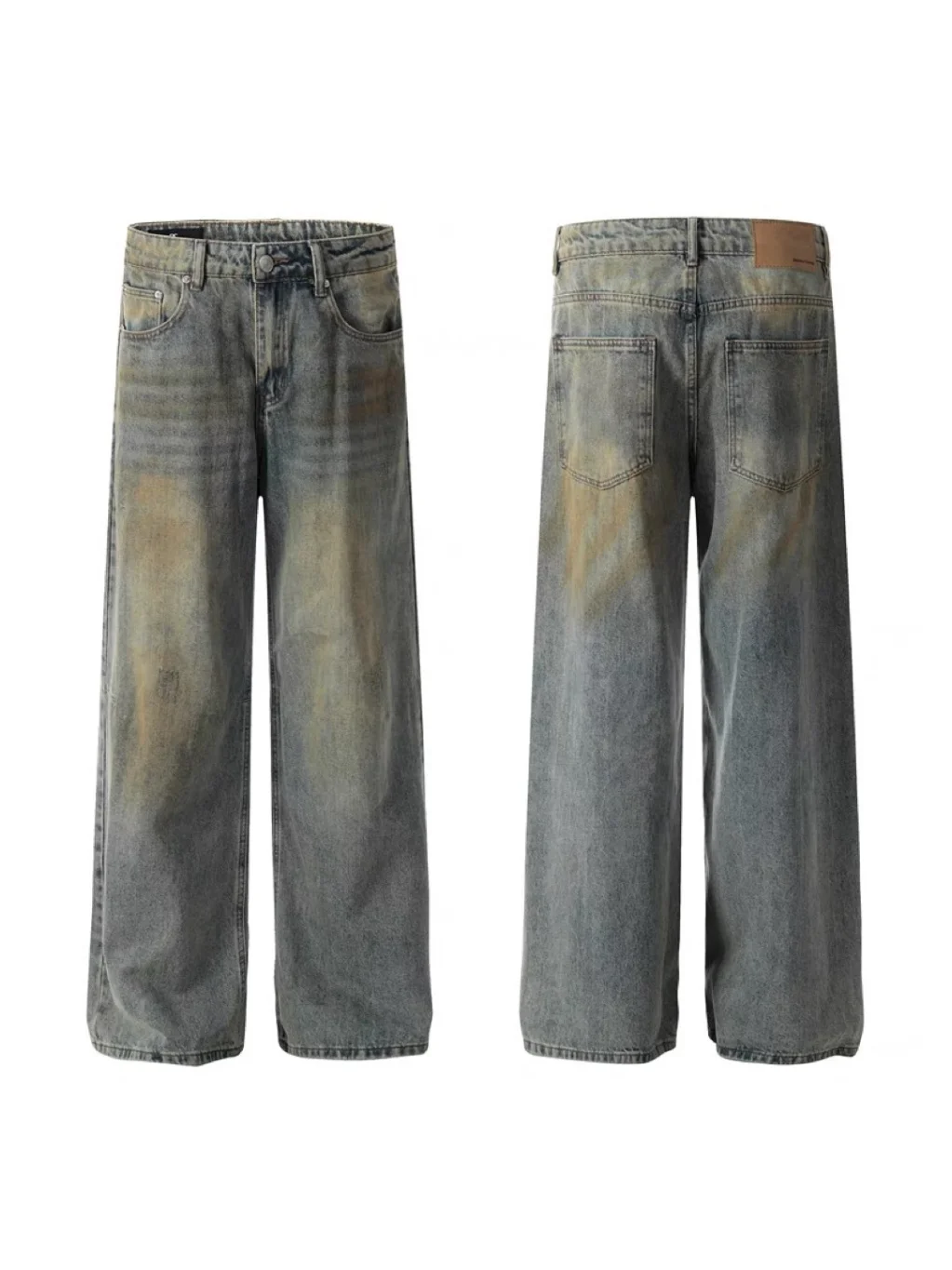 Waed Vintage American Sle Jeans Men's Casual Loose Straight Leg Jeans Durable Denim Youthful Trend Spring Autumn Wear