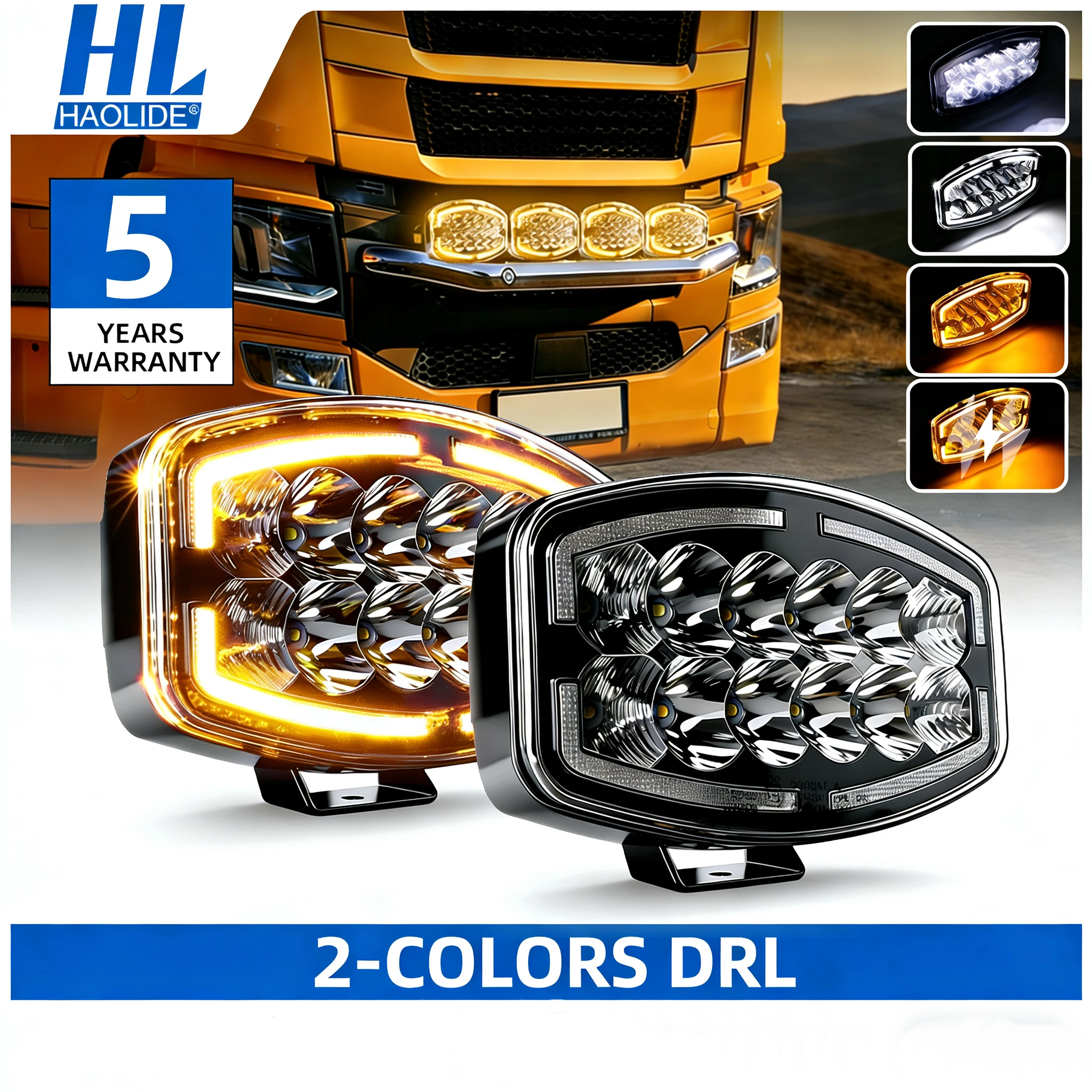

HAOLIDE 10inch Jumbo Oval Truck LED Work Light Amber DRL with Strobe Beam Spotlight Truck Driving Light 12V 24V for off-road use