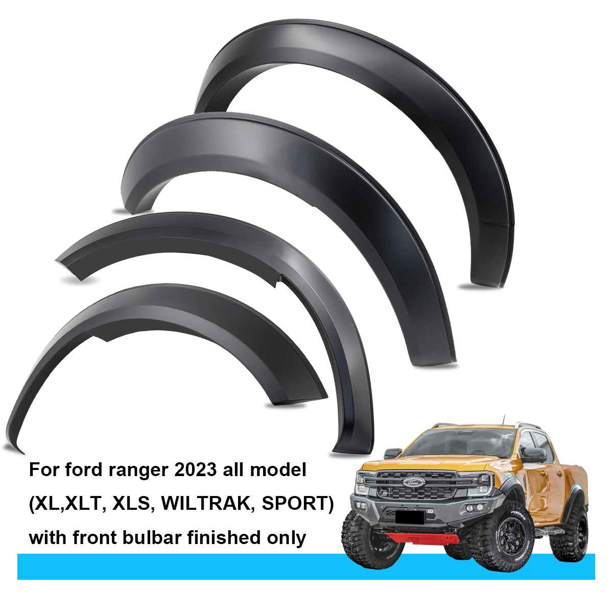 Fender Flares Wheel Arch For Ford Ranger T9 2022 2023+ NEXT-GEN WILDTRAK SPORT XLT XLS XL with front bulbar 4X4 Car Accessories