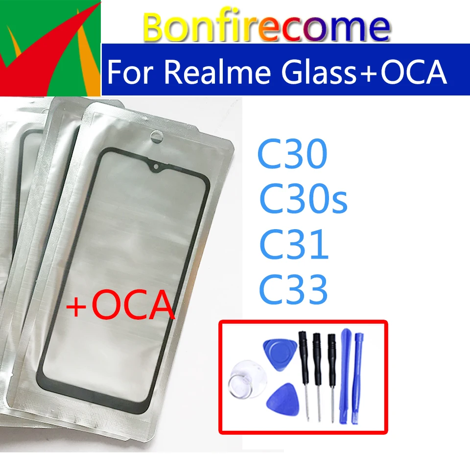 

Replacement For Realme C30 C30s C31 C33 2023 LCD Front Touch Screen Glass Outer Lens With OCA Glue