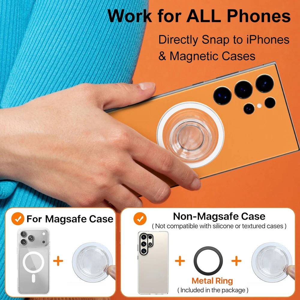 Universal Phone Holder for MagSafe, Highly Magnetic Kickstand & Foldable Grip, Smartphone Stand For  iPhone and Galaxy Griptok