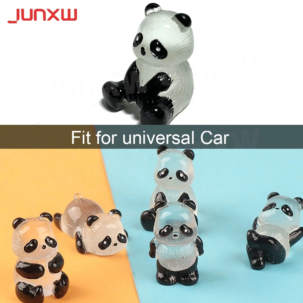 Luminous Mini Panda Decoration Cartoon Resin Dragon Figurines Car Ornaments Toys Glowing Car Toys Interior Decoration